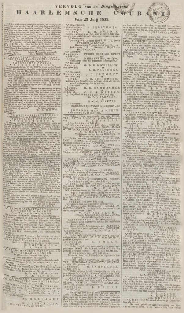 De Haarlemsche Courant 23 juli 1833